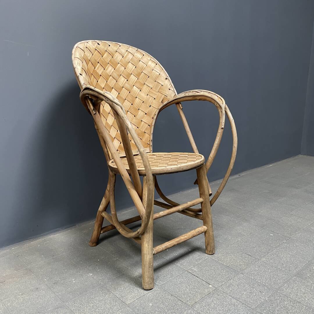 Gevlochten Volkskunst Houten Stoel image 6