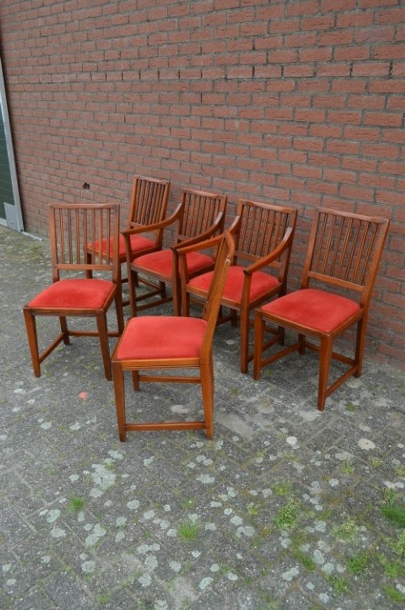 Schuitema Jugendstil Stoelen 6 Stuks Eiken Stoelen image 10