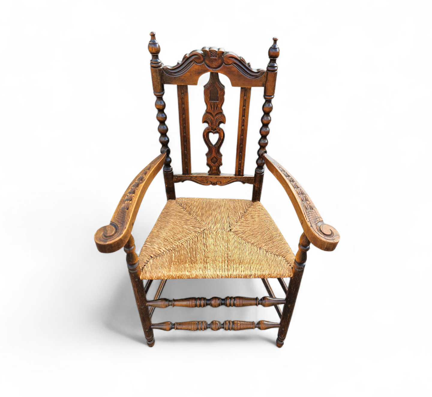 8 ( 2 X Armrest ) X Ornate Wood / Bobbin / Wicker Dining Chair / Studded Chairs image 17
