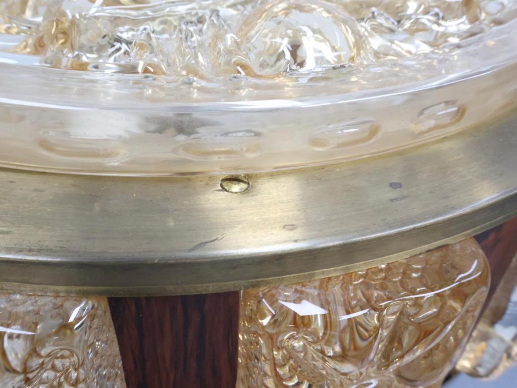 Deense Hanglamp | Vintage | Amberkleurig Glas | Wengé image 8