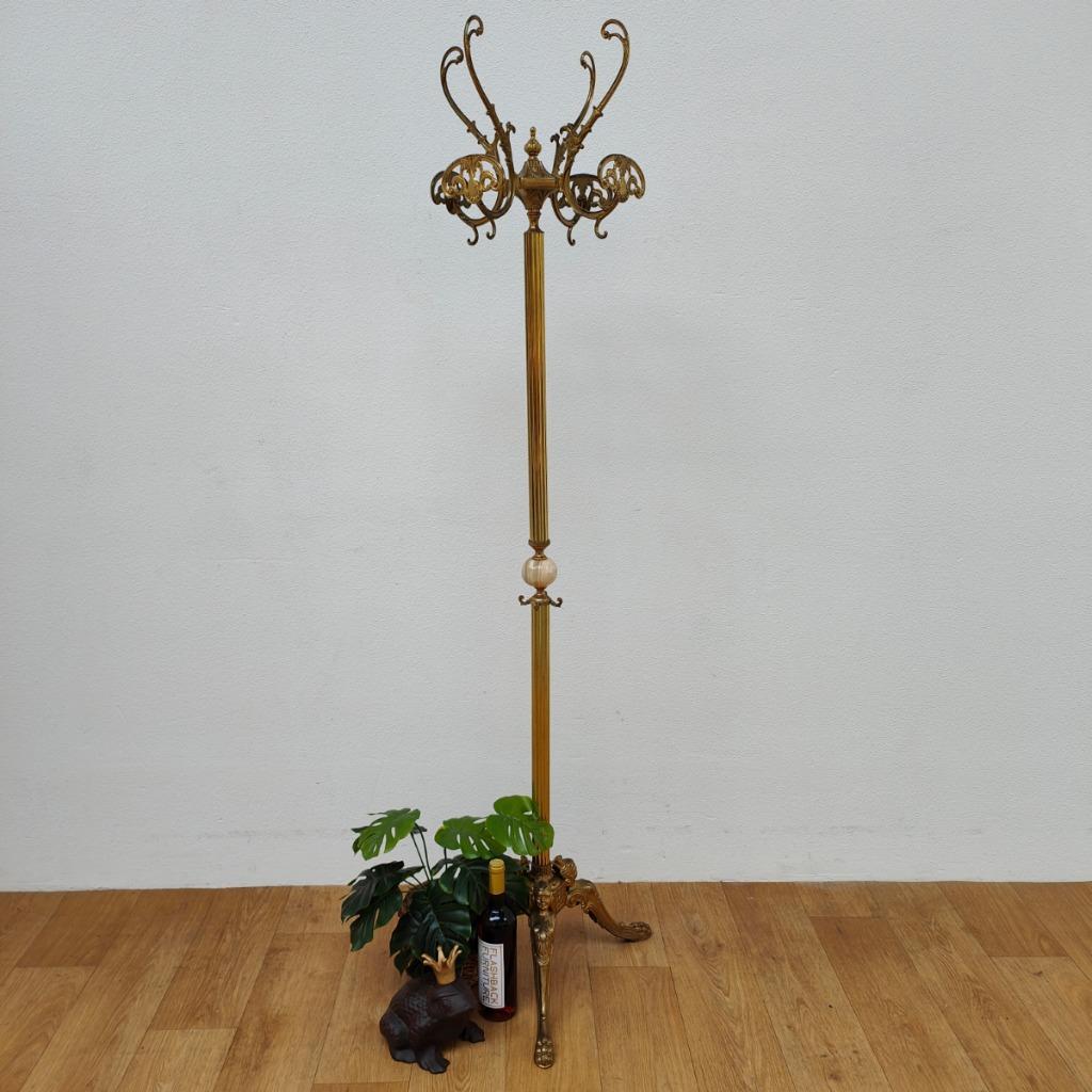 Vintage Goudkleurige Messing Staande Kapstok, Hall Tree 6 image 3