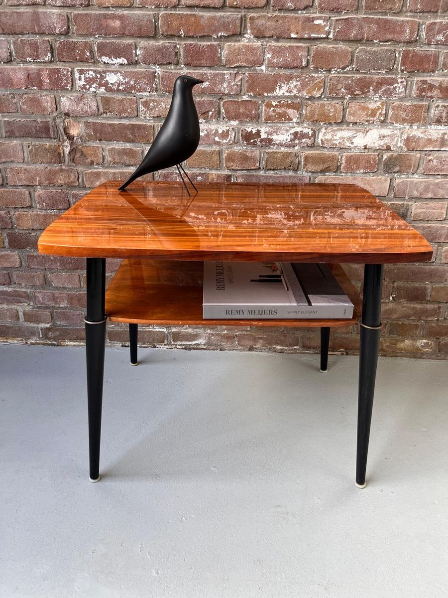 Vintage Hoogglanzende Houten Cocktailtafel, Salontafel Jaren 60, Mid Century Bijzettafel. image 4