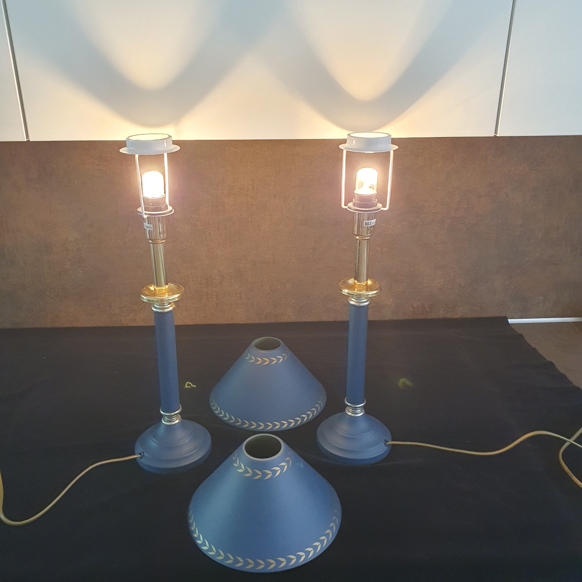 Tafellamp - Bedlamp - Kastlamp - Blauw - Metaal - Met Kap - 2 Stuks. image 5