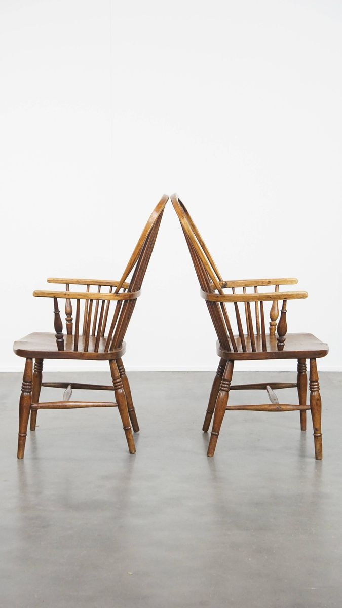 Geweldige Set Van 6 Antieke Engelse Windsor Stickback Chairs Uit De 19e Eeuw image 5