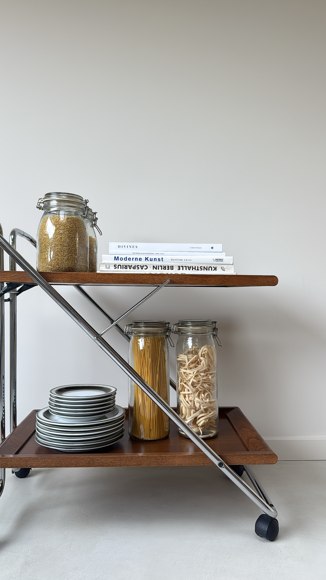 Vintage Mid Century Trolley / Serveerwagen Van Hout En Chroom image 5