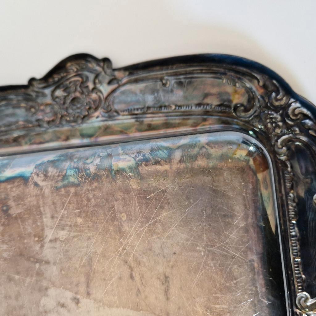 Antieke Serveerschaal Zilverkleurige Schaal Bord image 17