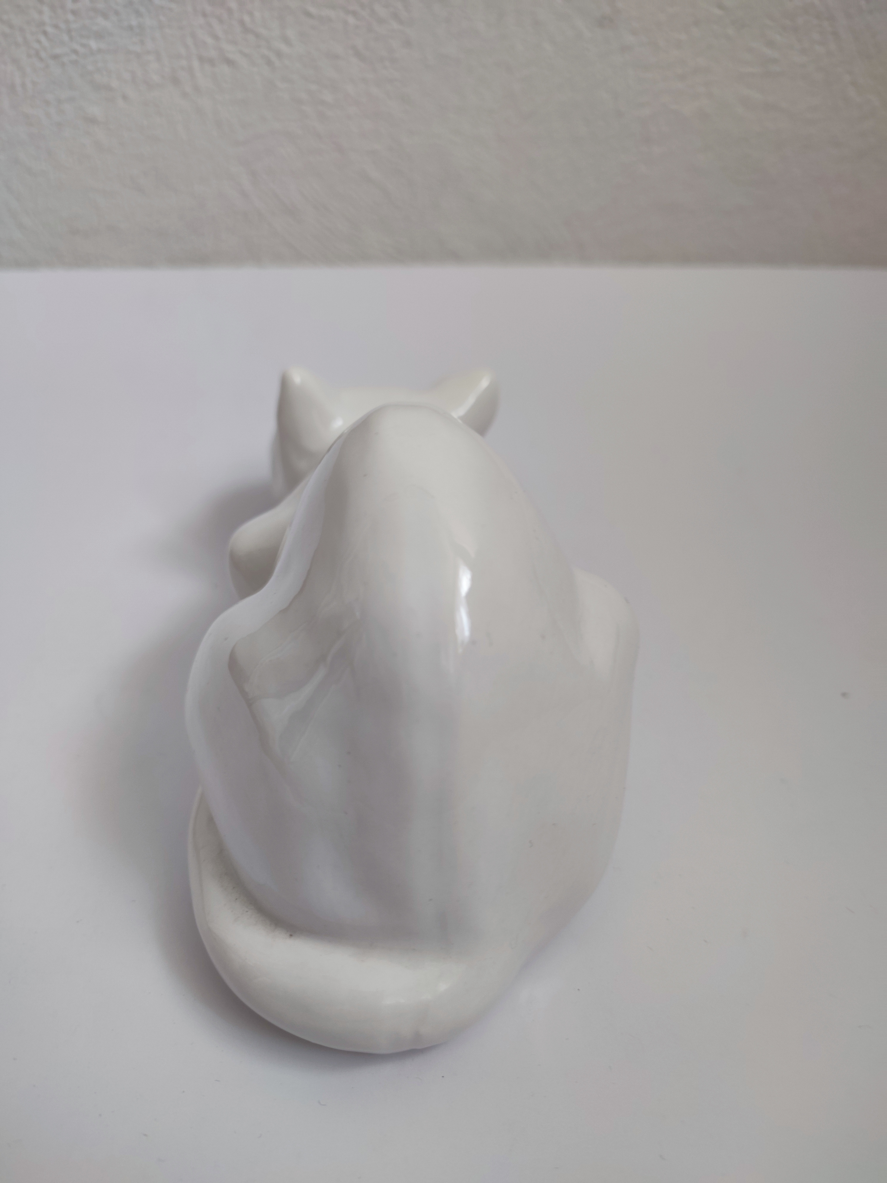 Vintage Keramiek Kat Poes Wit Beeldje Decoratie image 6