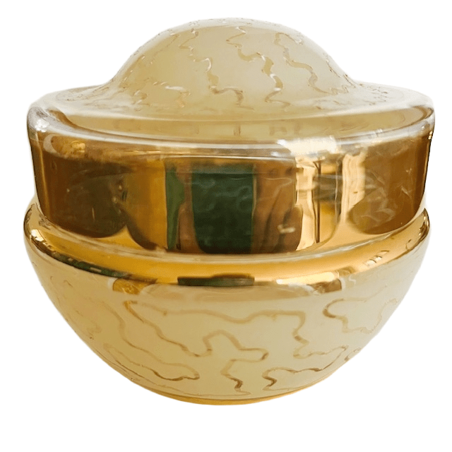 Art Deco Sieradendoosje Glas Goud Geel Patroon 1950’s image 5
