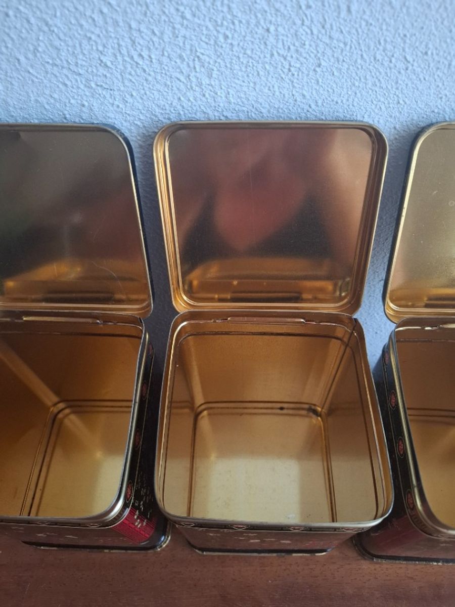 3 Grote Vintage Vierkanten Blikken Met Geisha, Kraanvogels En Kersenbloesem image 9