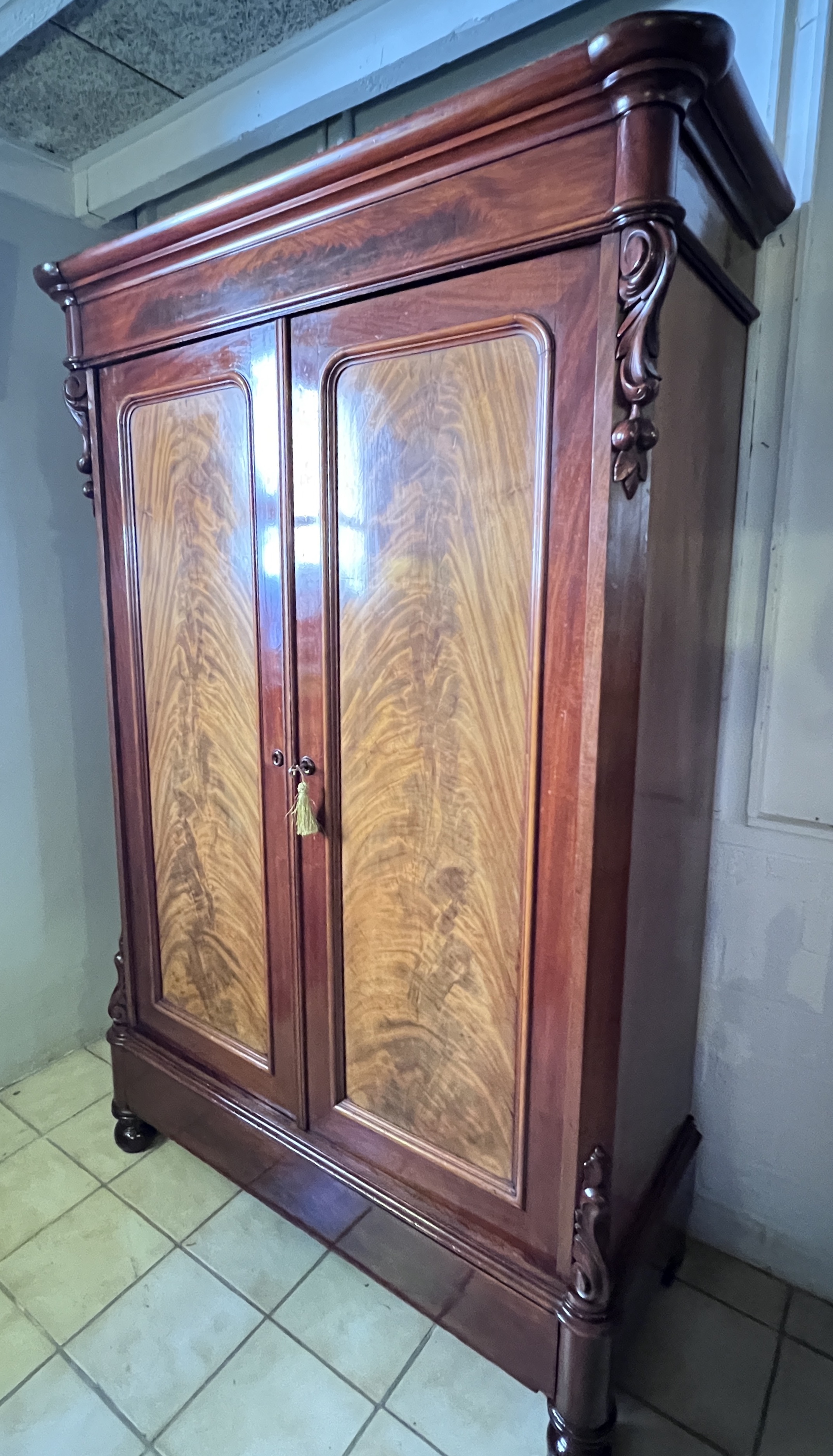 Uitneembare Antiek Mahonie Kast Met Planken En Lades, 188 Cm Hoog image 3