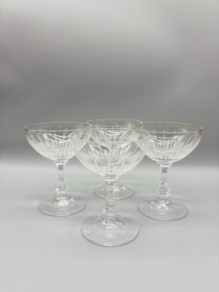 Set Antieke Geslepen Coupe Glaasjes Kristal image 2