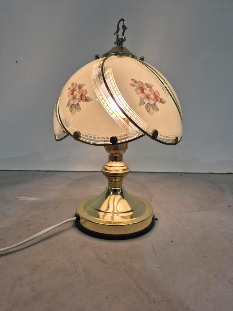 Hollywood Regency Tafel Lamp Met Gebogen Glas Vintage image 2