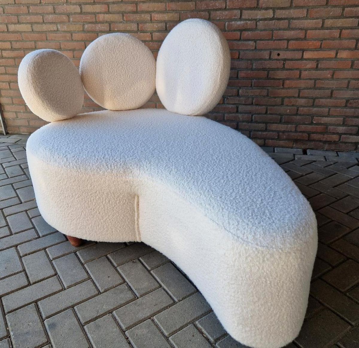 Shaise Longue Bank Nieuw Bekleed Teddy Stof Bank image 2