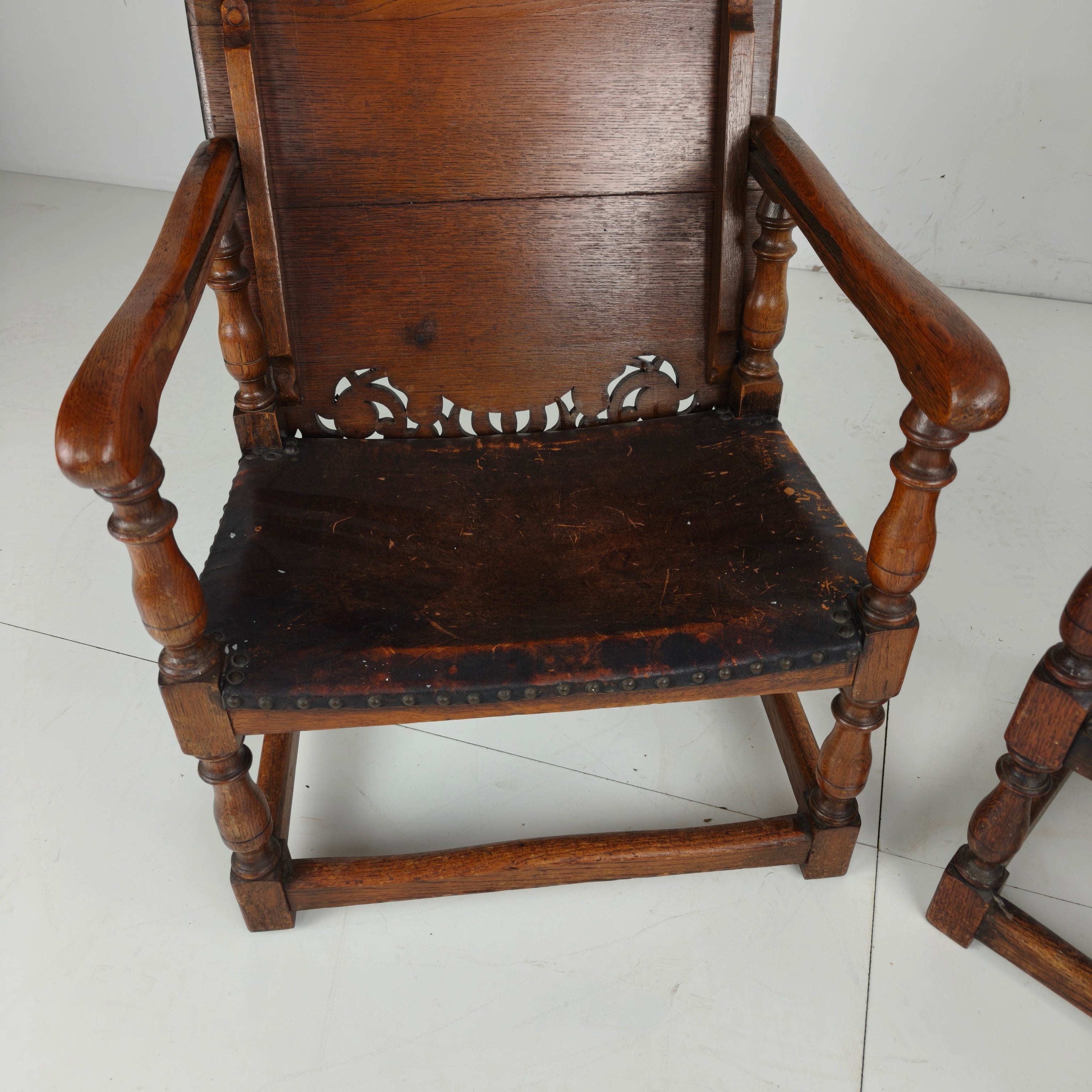 Pair Of English Antique Jacobean Monk Armchairs / Tables By F. Parker & Sons Ltd image 14