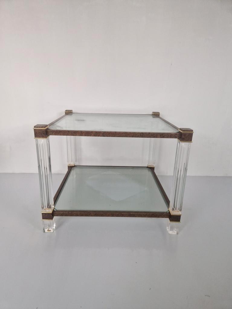 Hollywood Regency Glas En Perspex Bijzettafel Vintage image 2