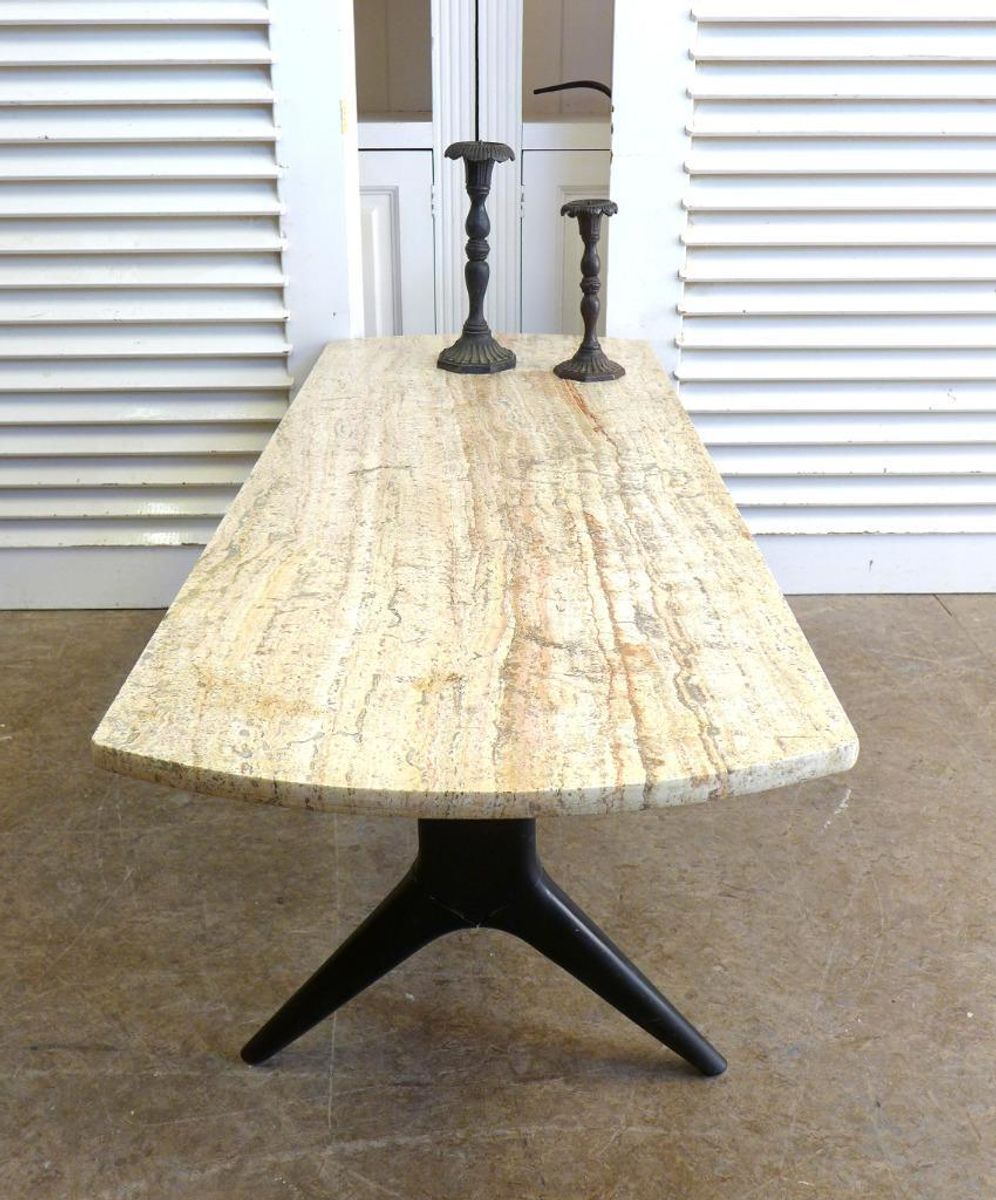 Prachtige Retro Vintage Midcentury Travertin Salontafel image 6