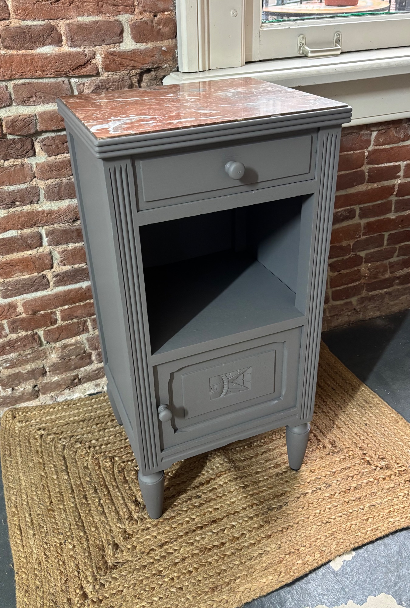 Grijs Nachtkastje Marmer Blad image 5