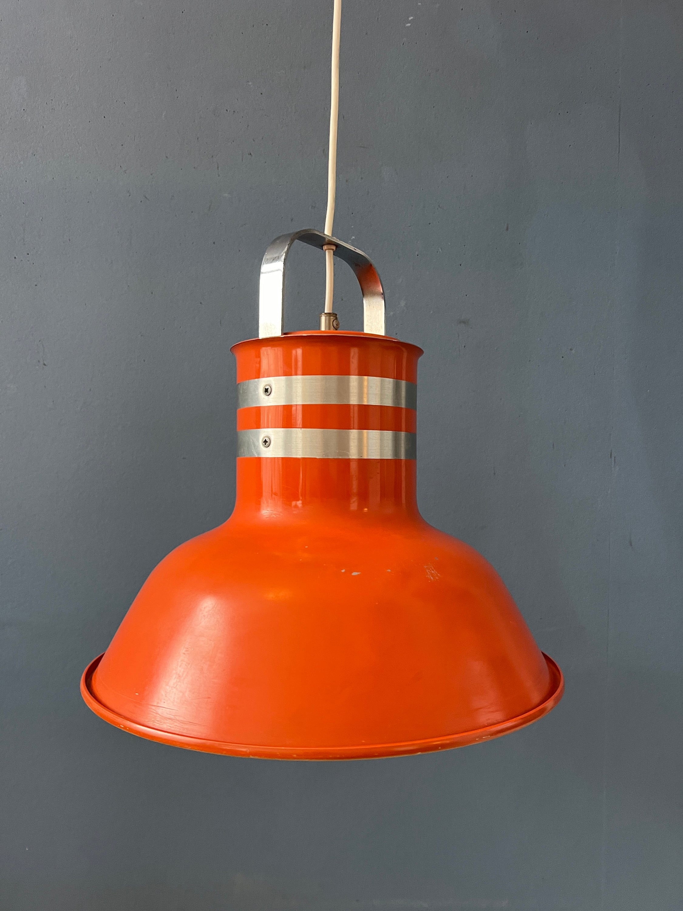 Mid Century Oranje/rode Metalen Space Age Hanglamp image 8