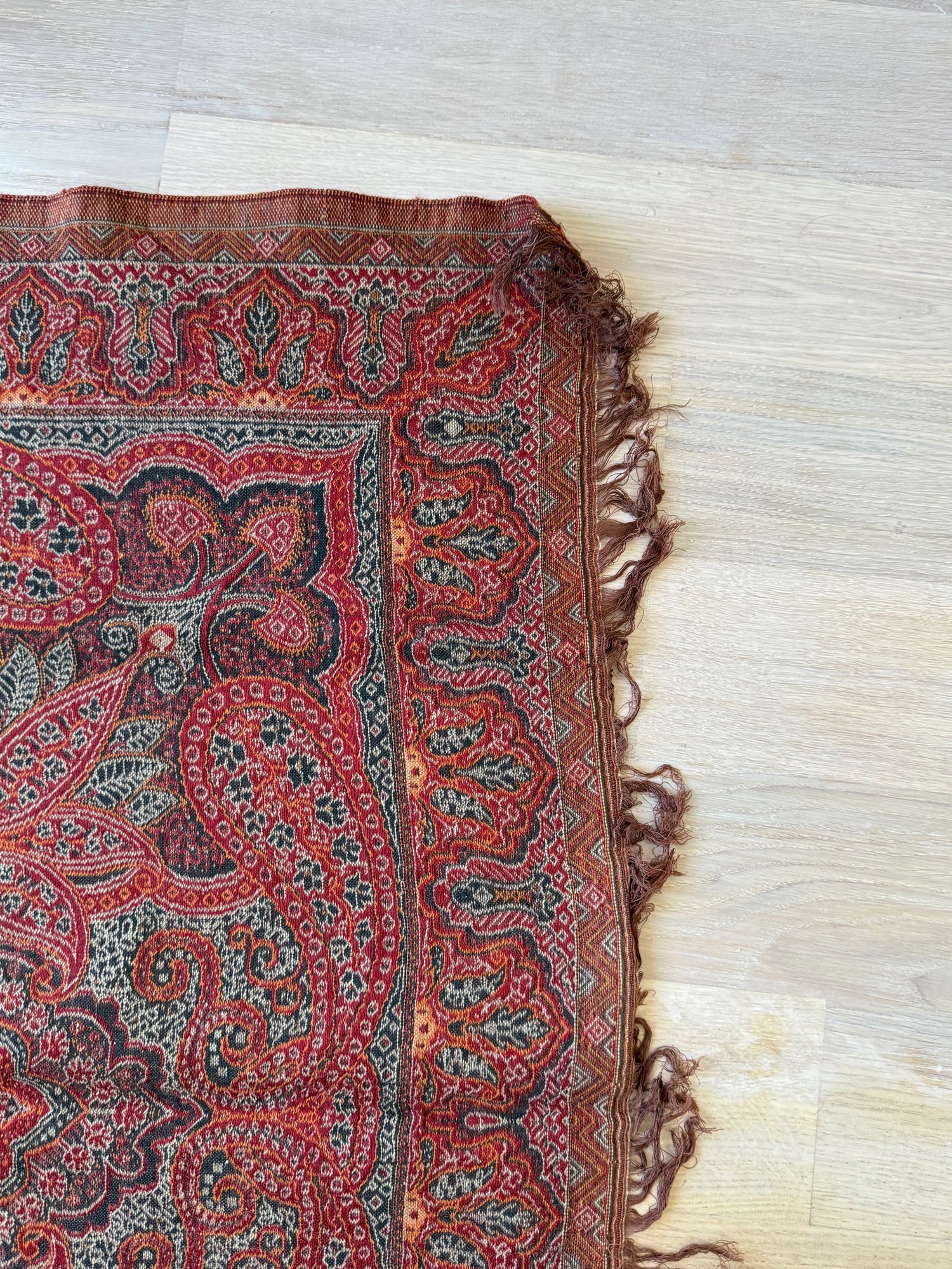 Vintage Antieke Rode Paisley Doek image 8