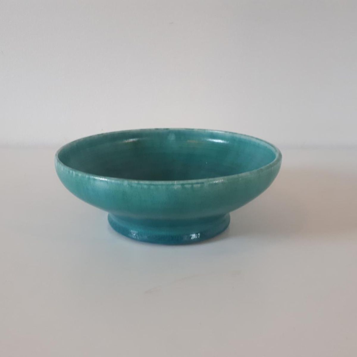 Vintage Schaal Blauw Groene Keramieke Schaal Gemerkt image 3