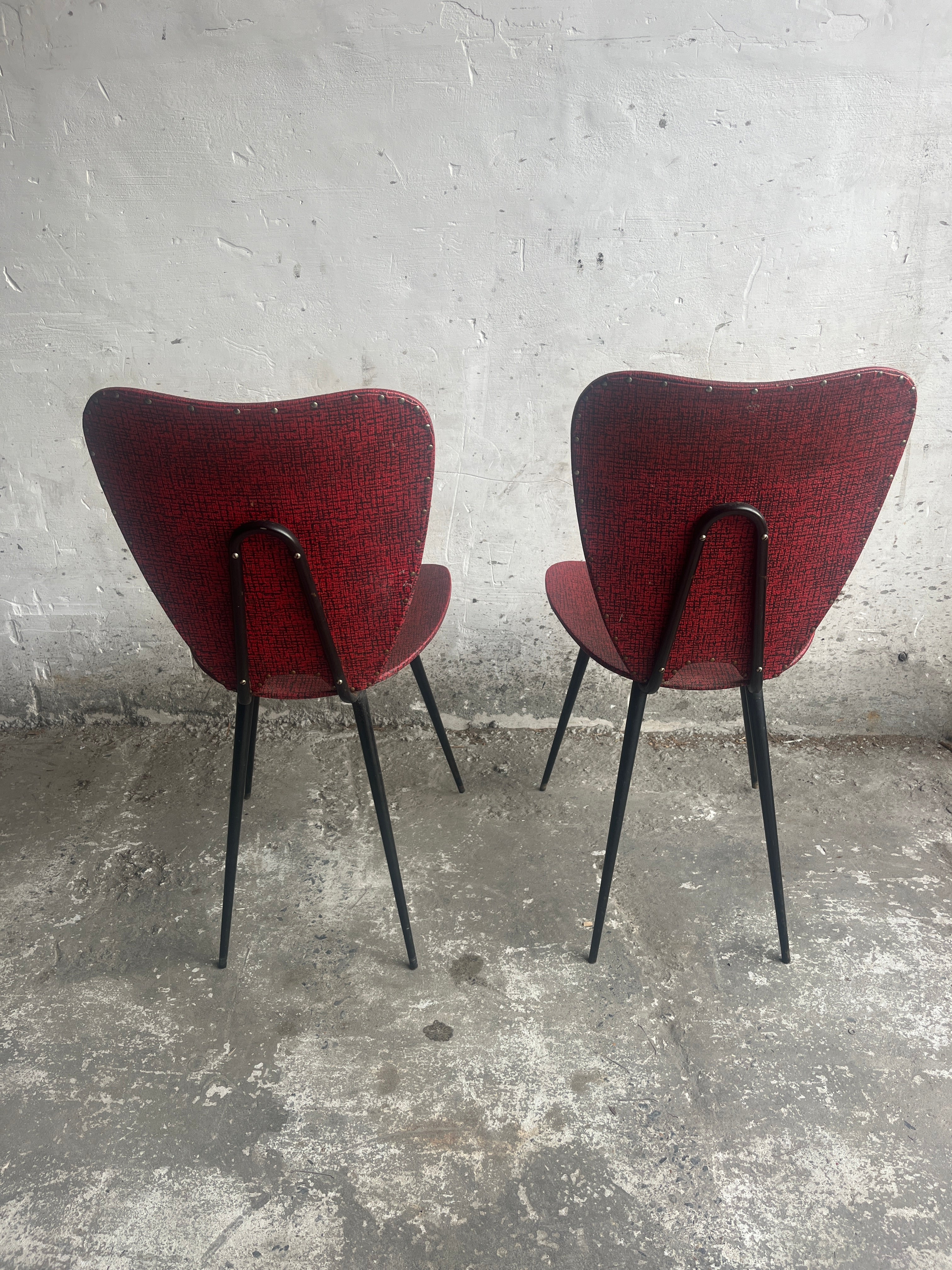 Pair Of Mid-century Red Dining Chairs image 4