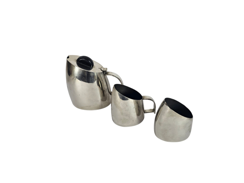 Art Deco Stijl - Bauhaus - Koffie/Thee Set. (3) - Metaal - Chroom - Zilver - Bakeliet - 2E Kwart image 6