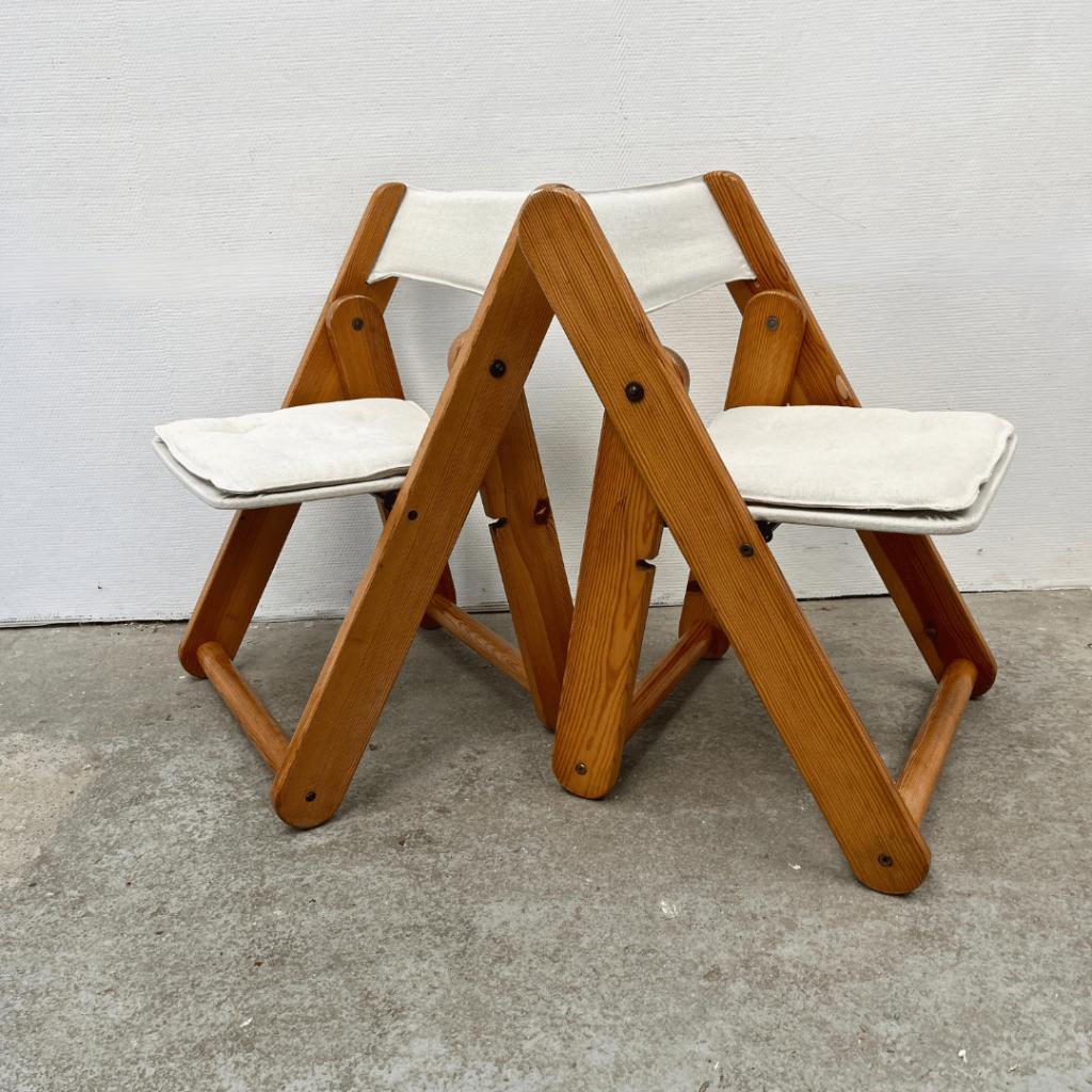 2 (of Meer) Vintage Grenen Klapstoel Kontiki - IKEA Stof Nw image 9