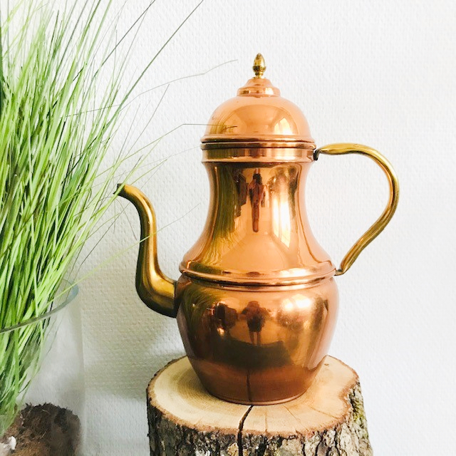 Vintage Theepot Koper En Messing image 4