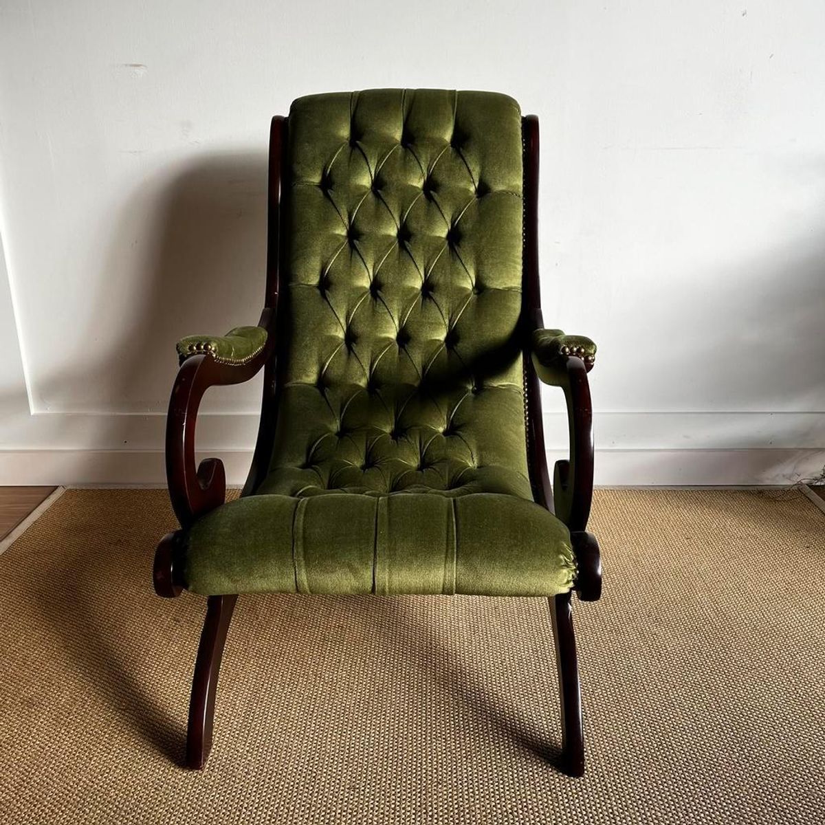 Sale Groene Chesterfield Victoriaans Fauteuil Vintage image 9