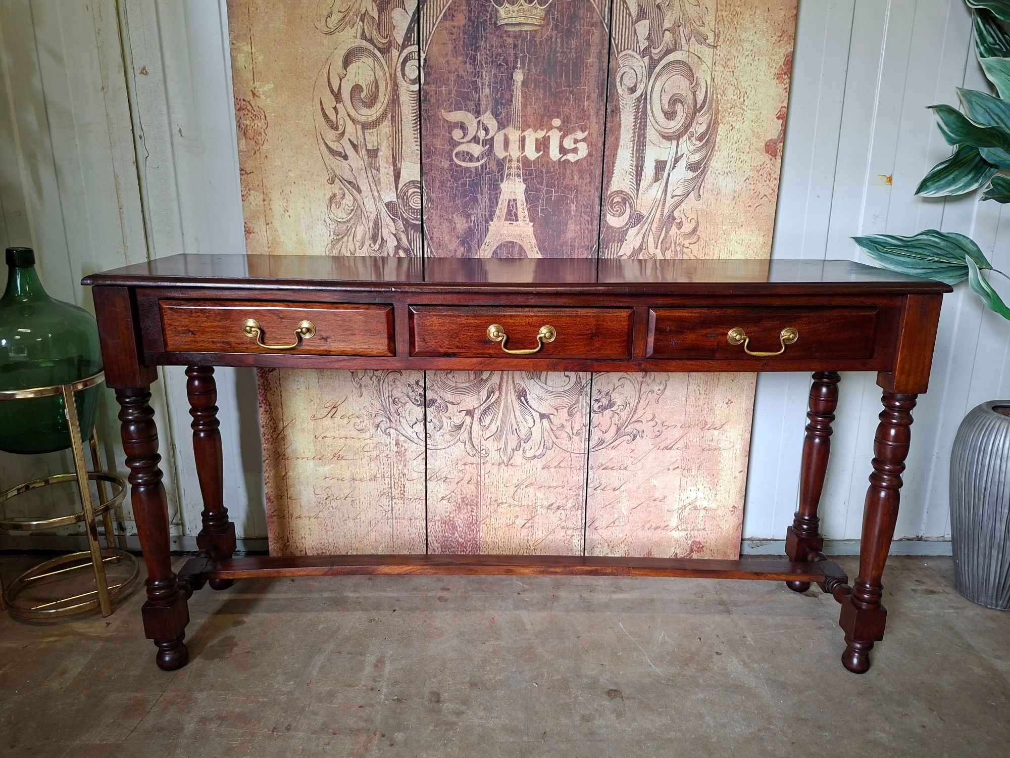 Klassieke Engelse Sidetable Haltafel, Wandconsole Lichte Gebruikssporen Afm, 140x34cm En 75cm Hoog. image 2