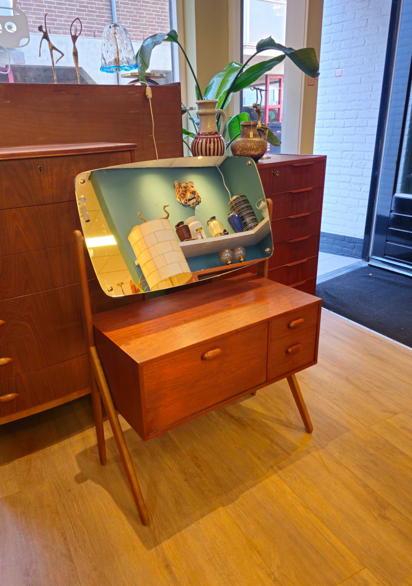 Vintage Deense Make-up Kaptafel Spiegel Make Up Opmaak Tafel image 3