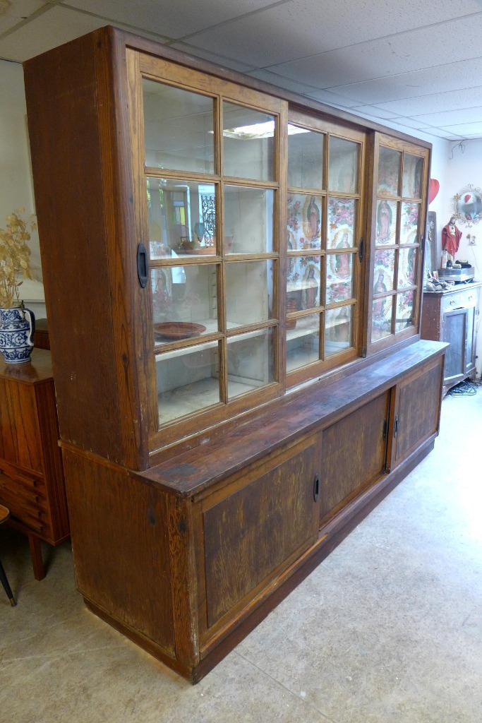 Grote Oude Buffet Vitrine School Museum Winkel Kast image 8