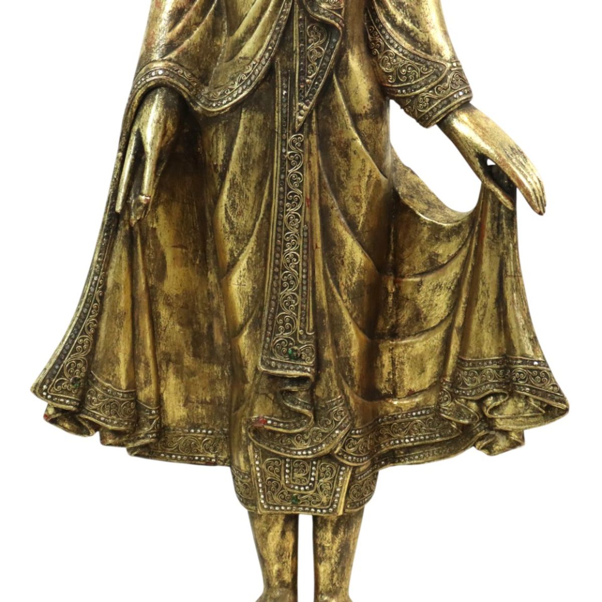 Enorm Boeddhabeeld Verguld Hout Mandalay Birma 140cm image 14