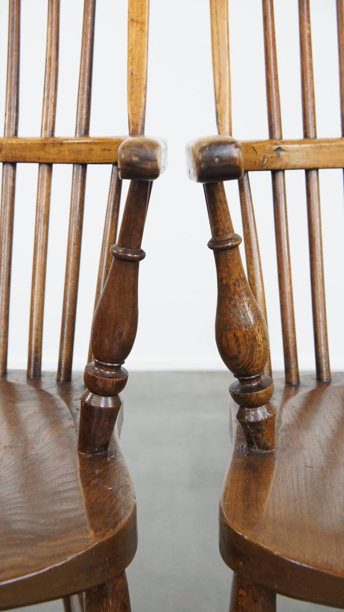 Geweldige Set Van 6 Antieke Engelse Windsor Stickback Chairs Uit De 19e Eeuw image 12