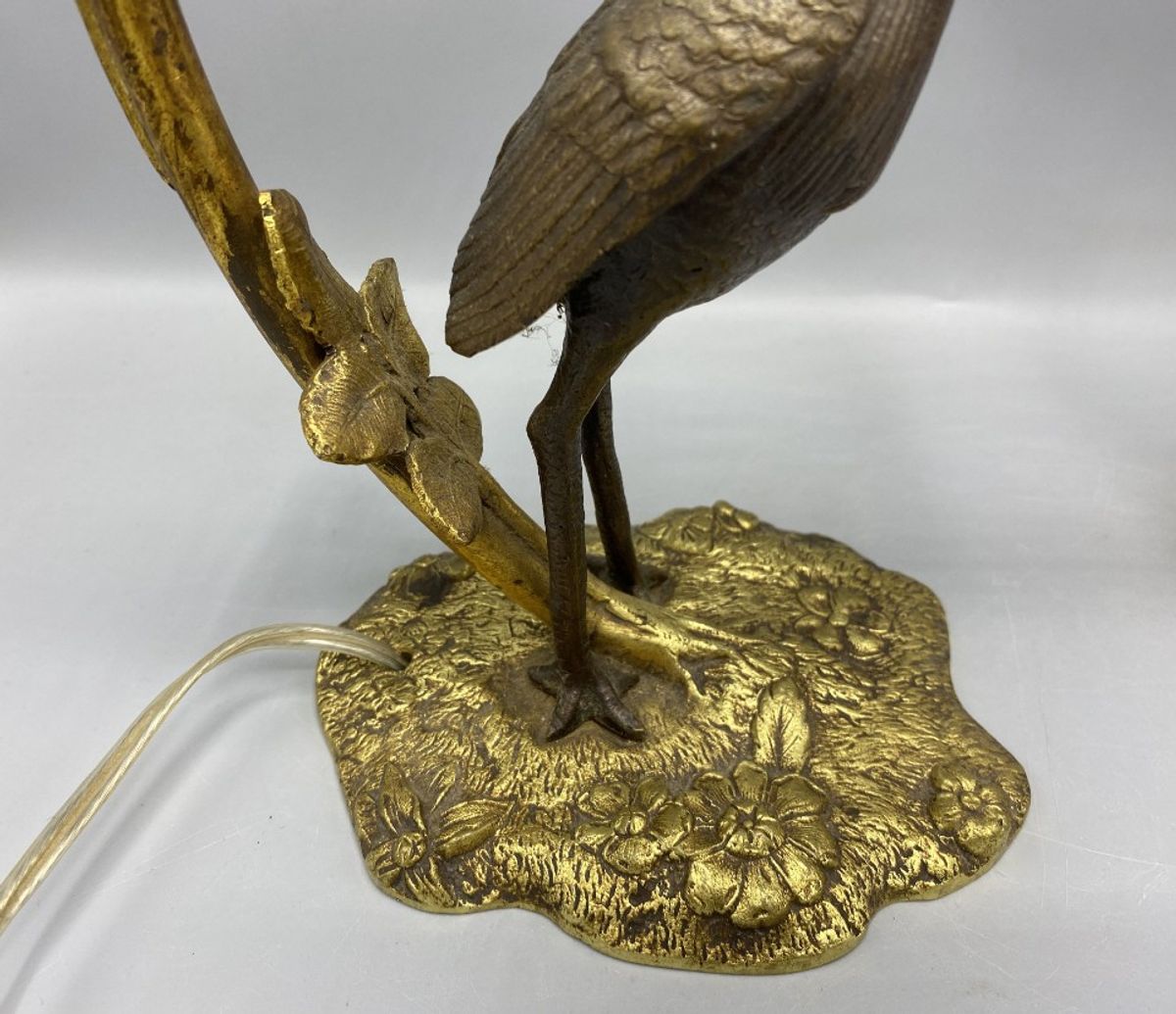 Antieke Art Nouveau Tafellamp – Kraanvogel & Bladerenboog image 2