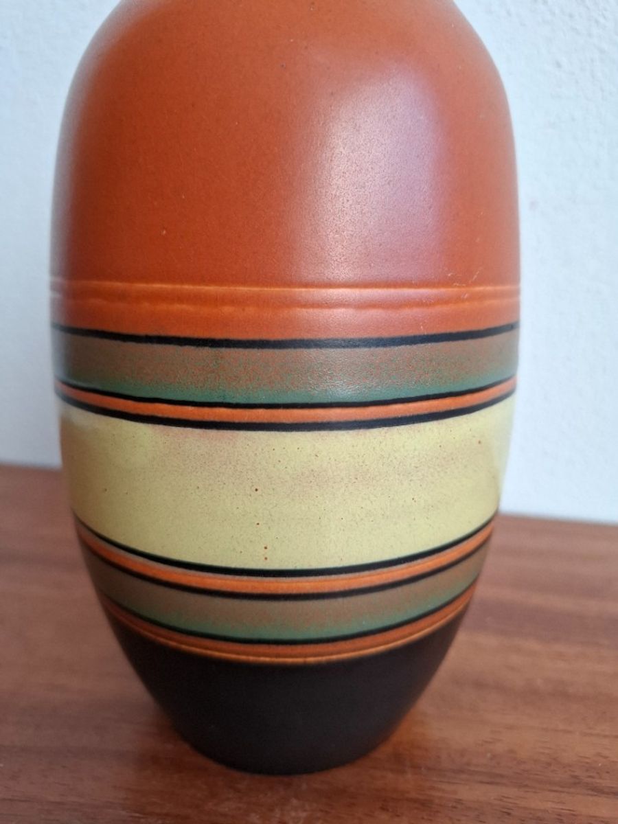 Vintage West Germany Vaas Oranje, Zwart image 6