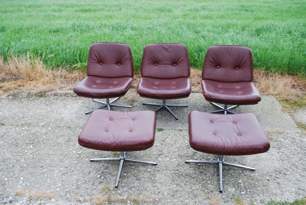 Vintage Fauteuils (3) Met Hocker (2) image 9