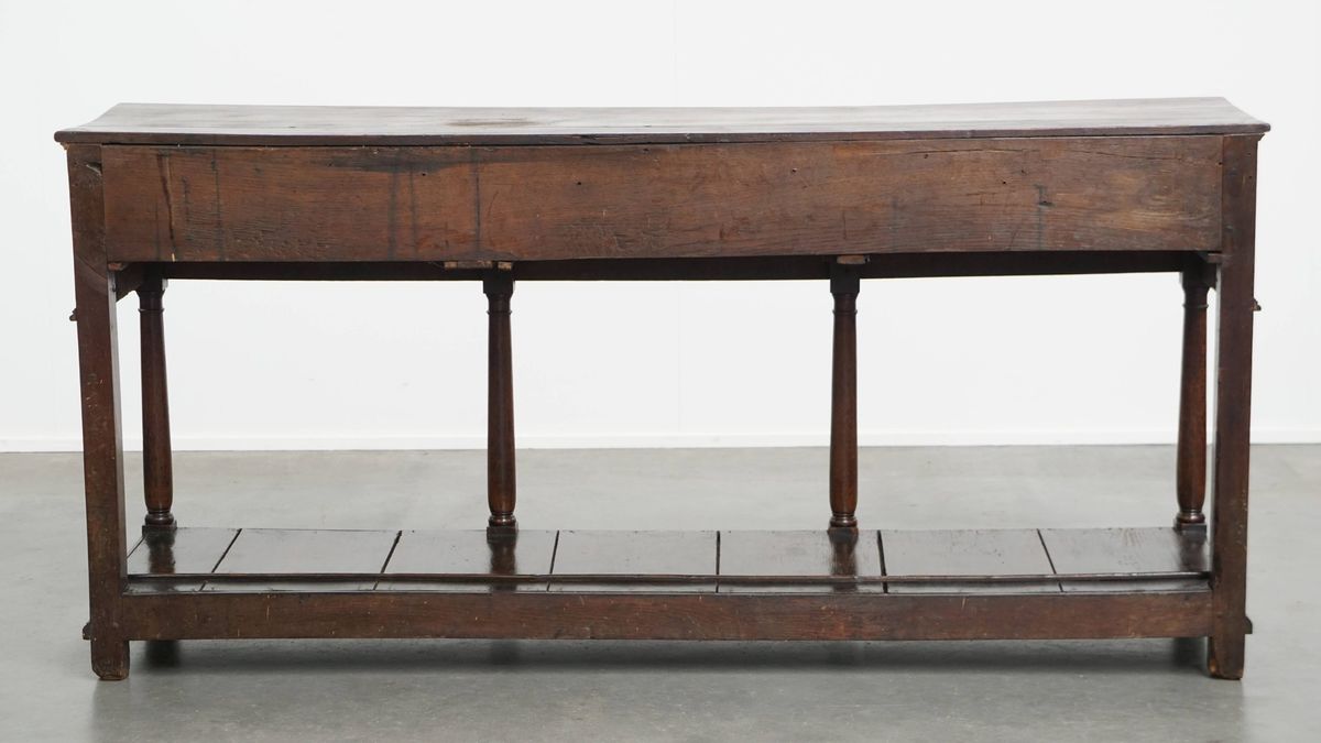 Prachtige Antieke Engelse Double Based Side Table/ Dressoir Van Eikenhout image 3