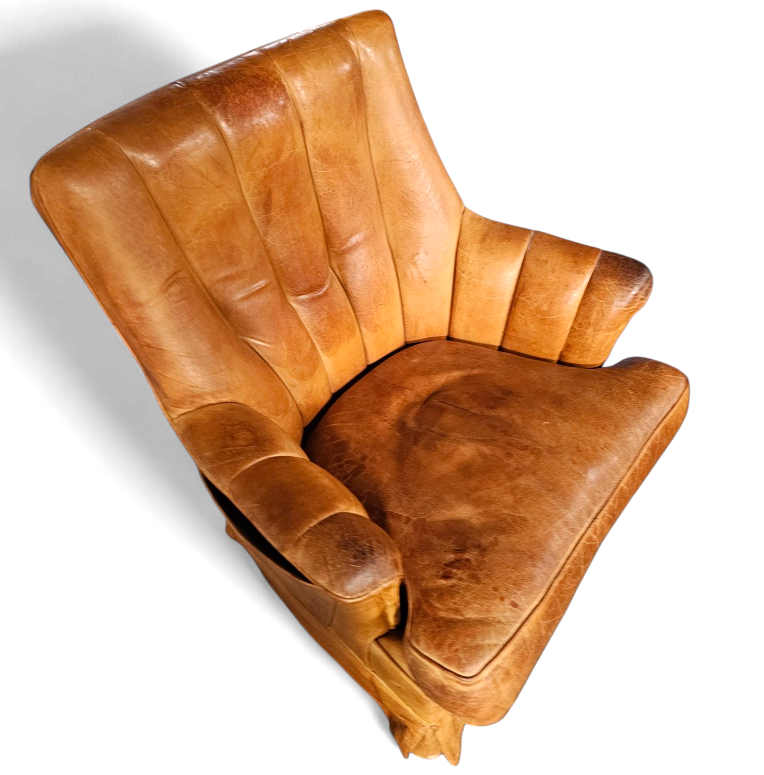 Sheep Leather Club Chair 1970s With Magazine Holder image 9