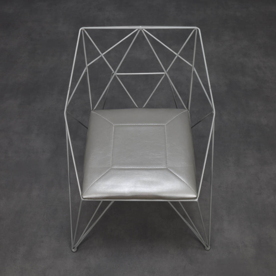 6x Geometric Wire Frame Dining Chairs, Rare image 8