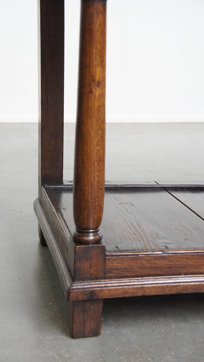 Prachtige Antieke Engelse Double Based Side Table/ Dressoir Van Eikenhout image 9