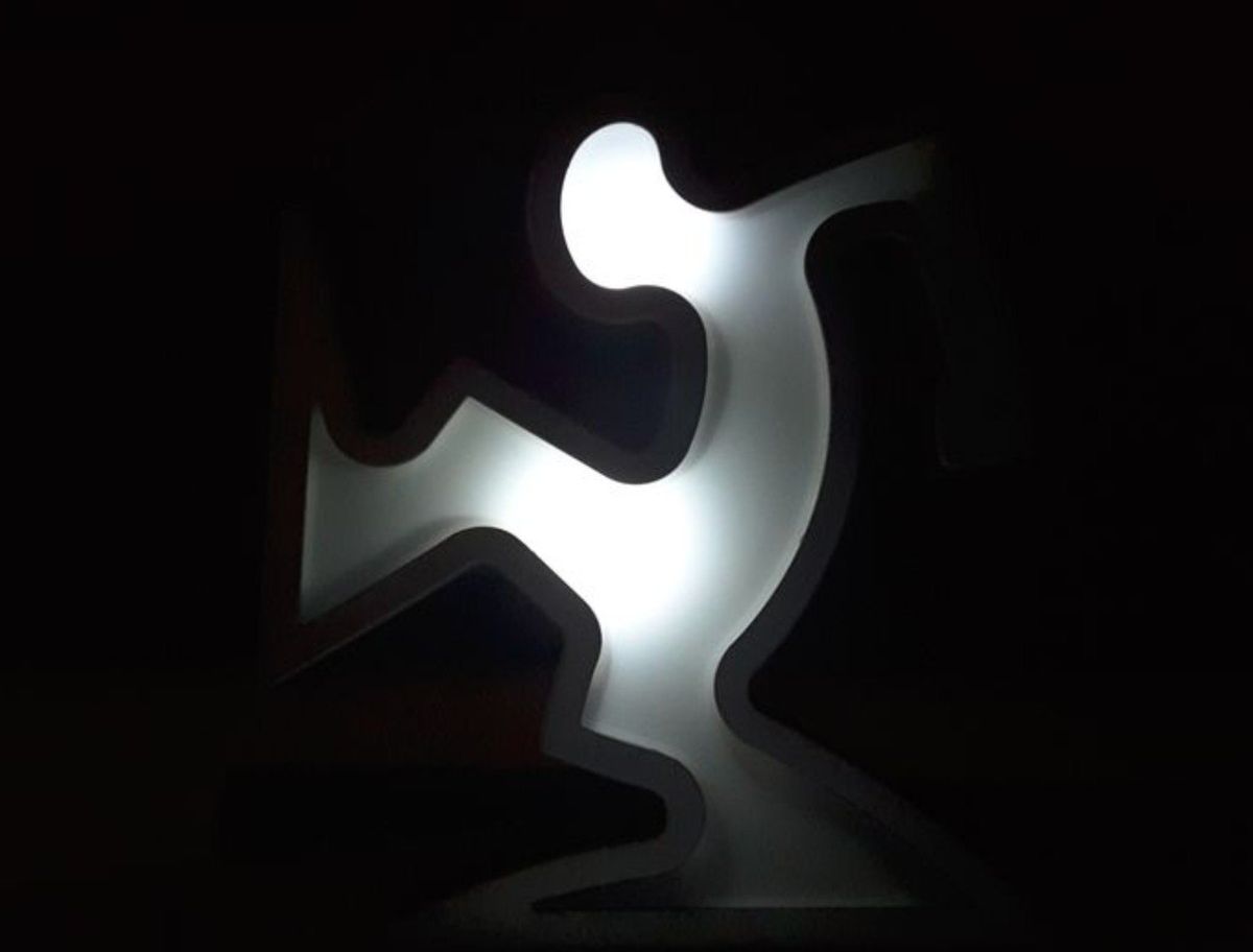 Keith Haring La Linea Lamp Osvaldo Cavandoli Zilver (nieuw In Originele Verpakking) image 7