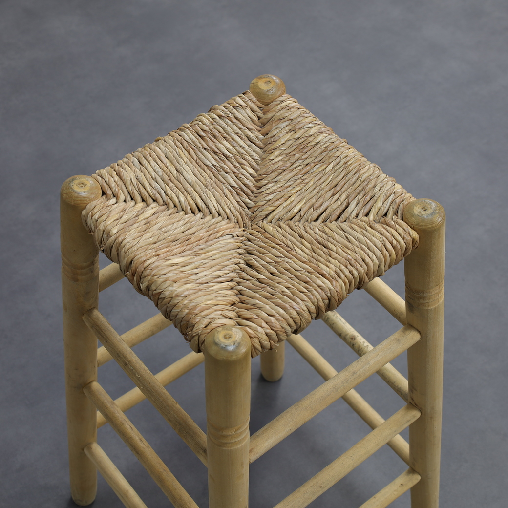 Set Of 4 Barstools In Wood And Cane, 1970s image 6