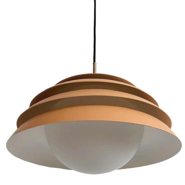 Mid-century Deens Design Schijven Hanglamp Okergeel Mat 1960’s image 3