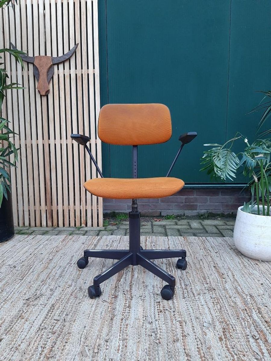 Vintage Bureaustoel Martin Stoll Retro Design Stoel Oker 70 image 13
