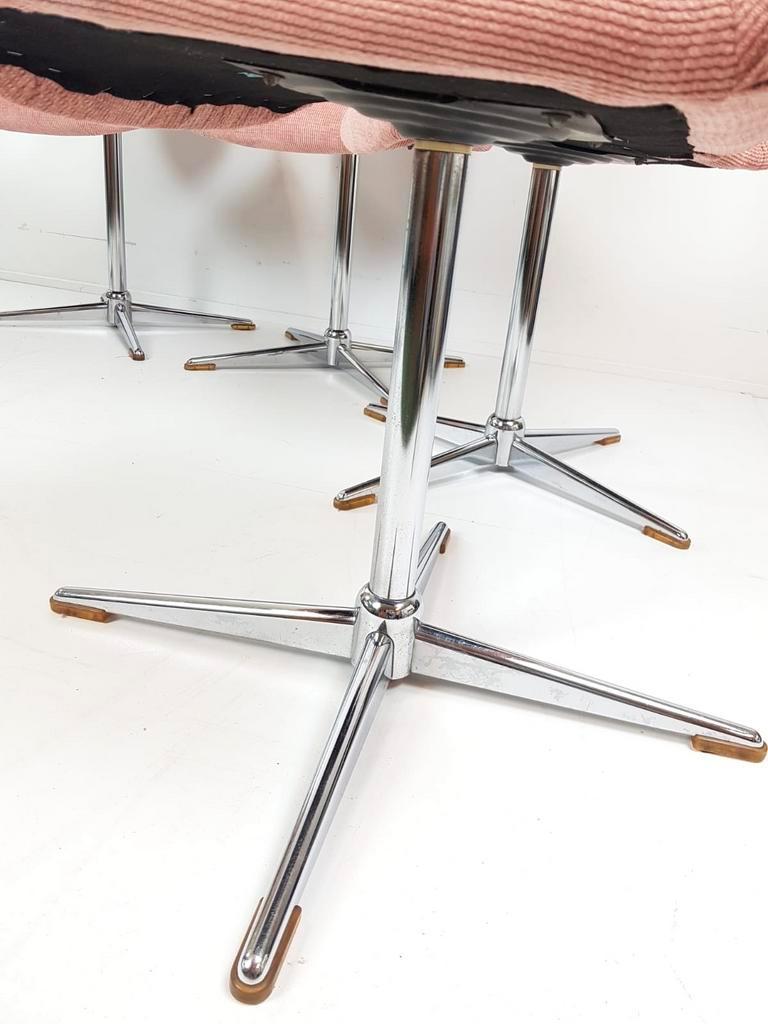 6 Vintage Eka Eetkamer Stoelen Roze Chromen Voet Nieuwe Stof image 10