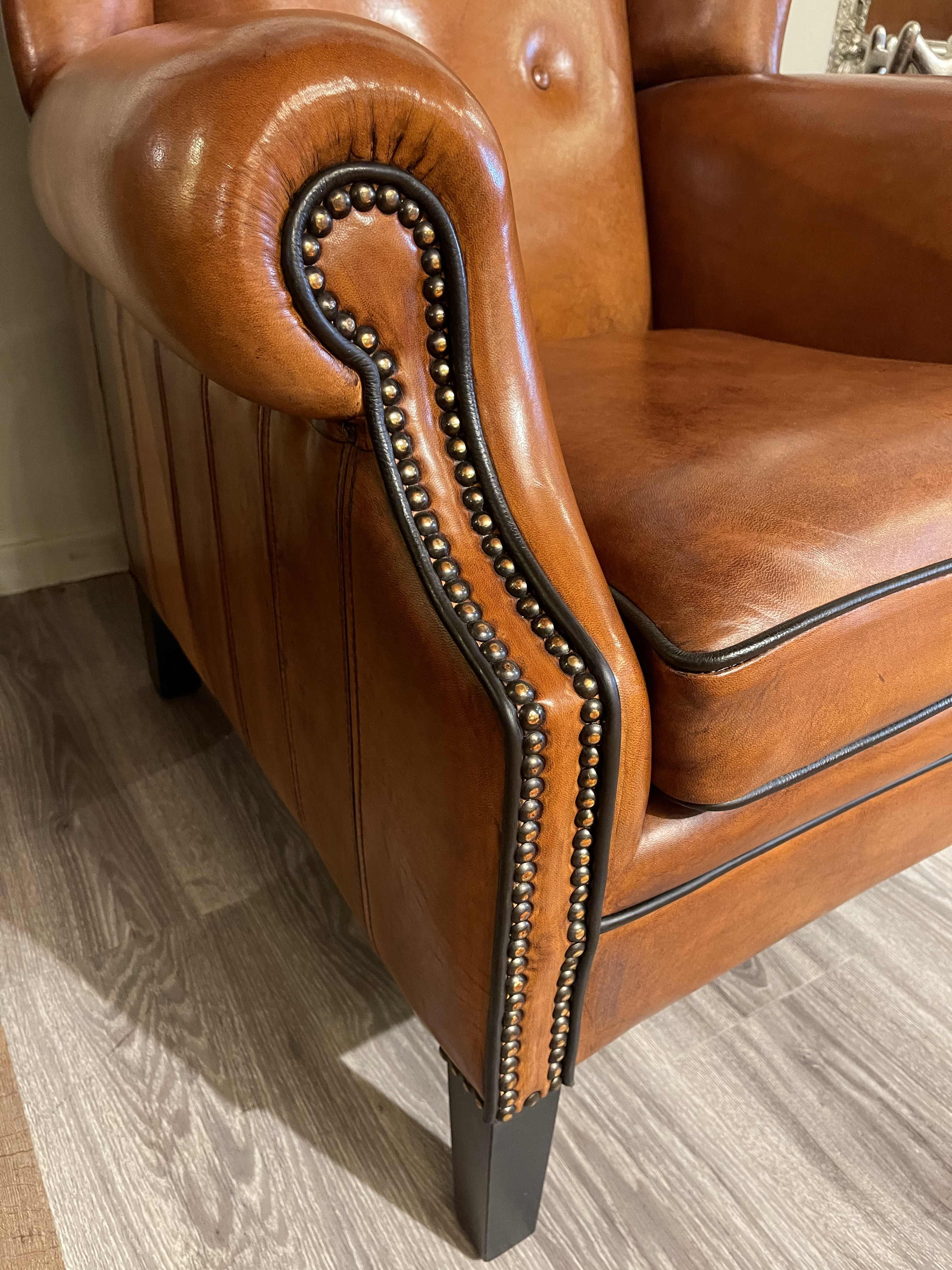 Cambridge Schapenleren Oorfauteuil Cognac Schaapsleder image 7