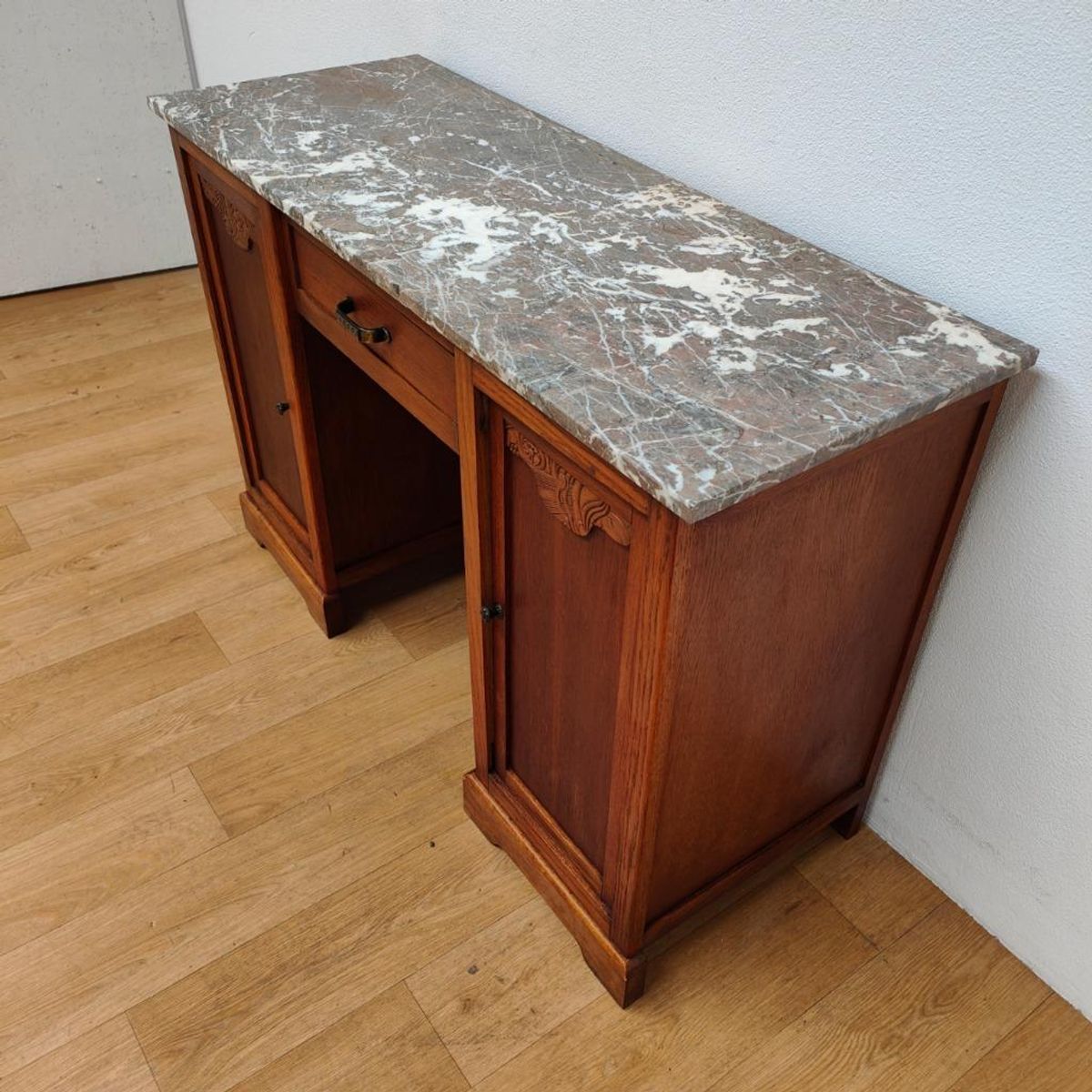 Vintage Antiek Bureau Buro Sidetable Kaptafel Marmer Blad image 6