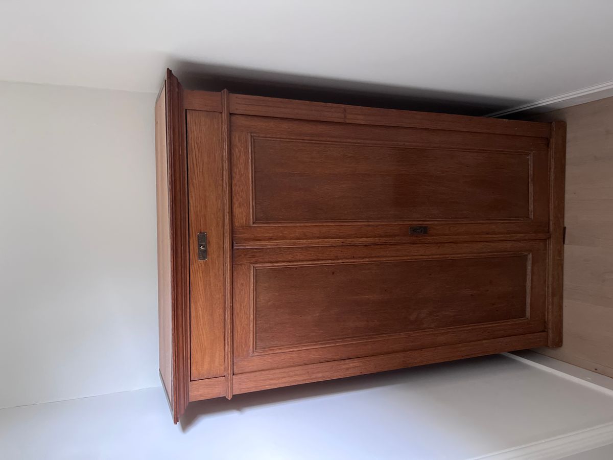 Eiken Tweedeurs Kast Met Bovenlade, Planken En Binnenlades, 104 Cm Breed image 2