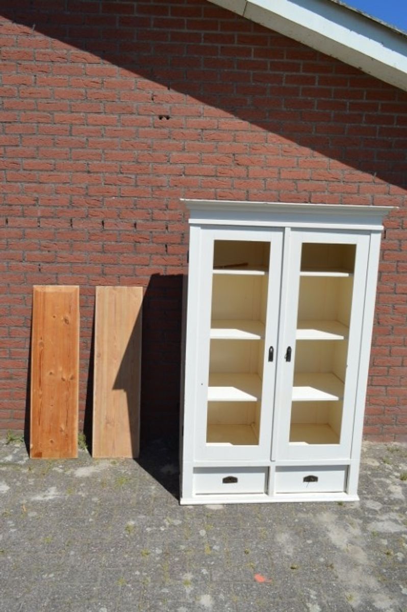 Oud Grenen Kledingkast Wit Geschilderd image 1
